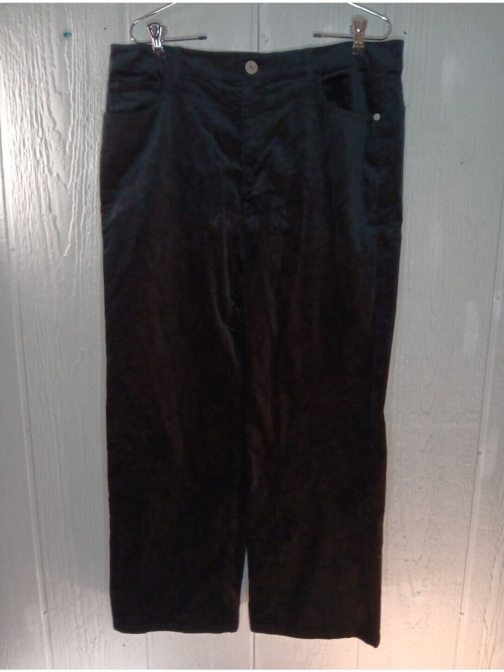 J.Jill Velvet Jeans Pants Women's Petite 14 Black Stretch 5 Pocket Straight Leg